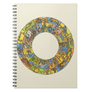 Vintages Himmelsrad, astrologisches Zodiakrad Notizblock