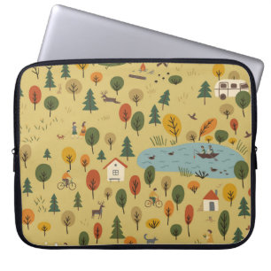 Vintages Hintergrundpapier für Herbst-Waldtiere Laptopschutzhülle