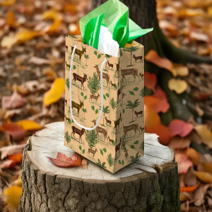 Vintages Hirsch und Bäume Kleine Geschenktüte