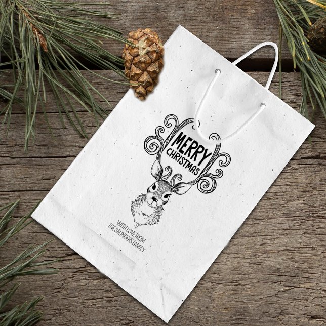 Vintages Hirschen frohe Weihnachten, große Familie Gummistempel (Von Creator hochgeladen)