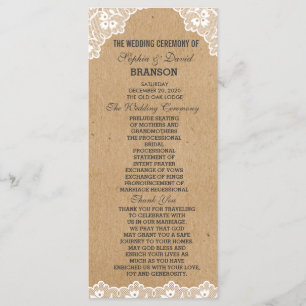 Vintages Hochzeitskunstpapier Programm