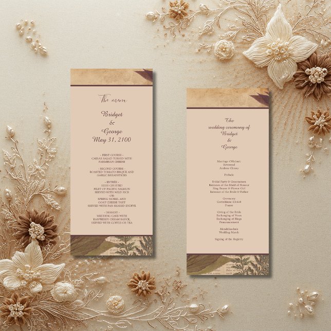 Vintages Hochzeitsmenü im boho-Stil Programm (Von Creator hochgeladen)