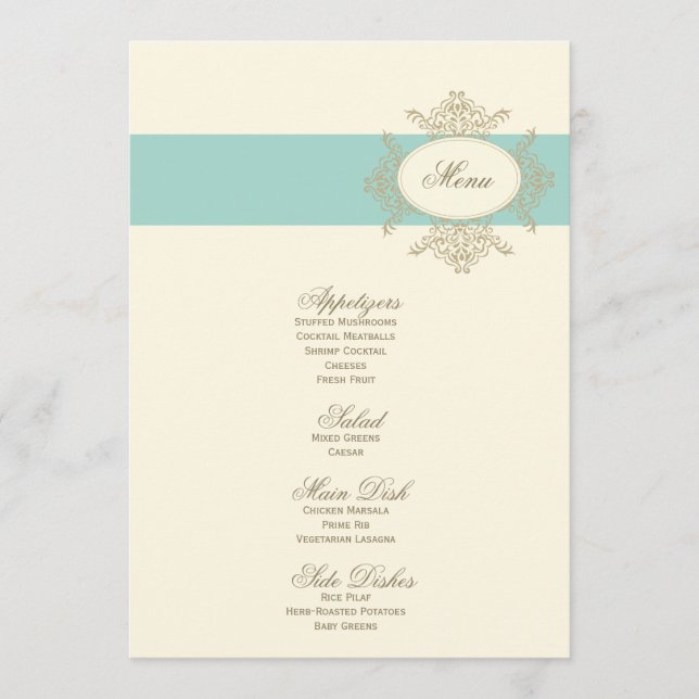 {Vintages} Hochzeitsmenü Menükarte (Vorderseite)