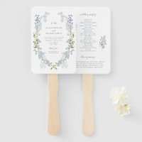 Vintages Hochzeitsprogramm für blaue Flora