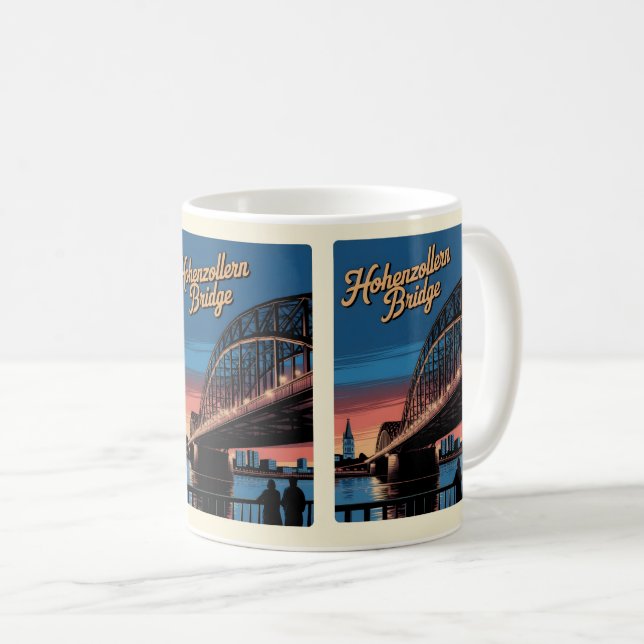 Vintages Hohenzollern Bridge Köln - Deutschland-Ge Kaffeetasse (VorderseiteRechts)