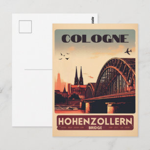 Vintages Hohenzollern Bridge Köln - Deutschland-Ge Postkarte