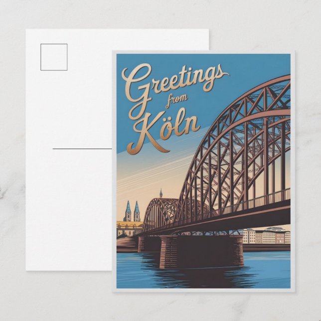 Vintages Hohenzollern Bridge Köln - Deutschland-Ge Postkarte (Vorne/Hinten)
