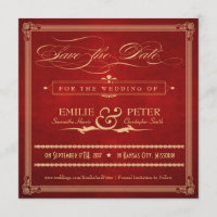 Vintages Hollywood Poster Red & Gold Save the Date