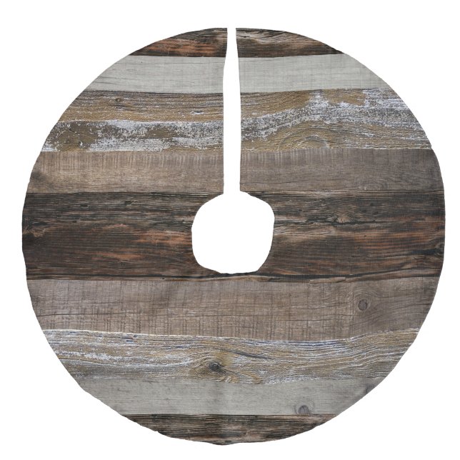 Vintages Holz aus Holz Leinenimitat Weihnachtsbaumdecke (Vorderseite)