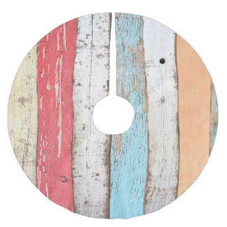 Vintages Holz: mehrfarbige Cracked Texture. Polyester Weihnachtsbaumdecke