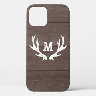 Vintages Holz Monogramm Hirsch Antlers iPhone 12 G Case-Mate iPhone Hülle