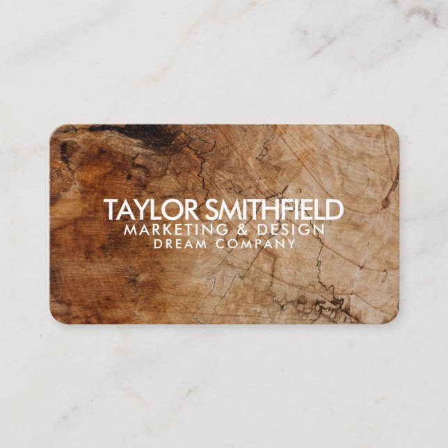 Vintages Holz Visitenkarte (Vorderseite)