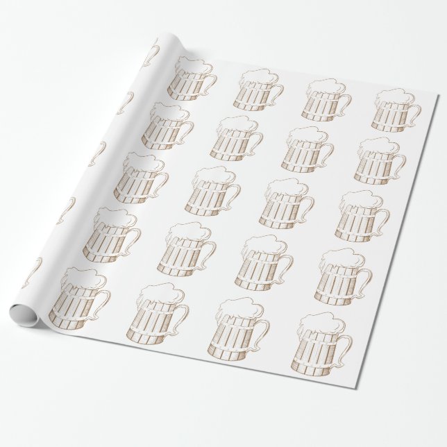 Vintages hölzernes Bierglas Geschenkpapier (Ungerollt)