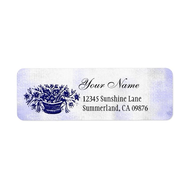 Vintages Holzschnitt Blue Flowers, benutzerdefinie (Vorne)