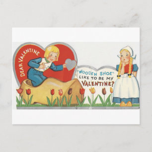 Vintages Holzschuh Valentine Feiertagspostkarte