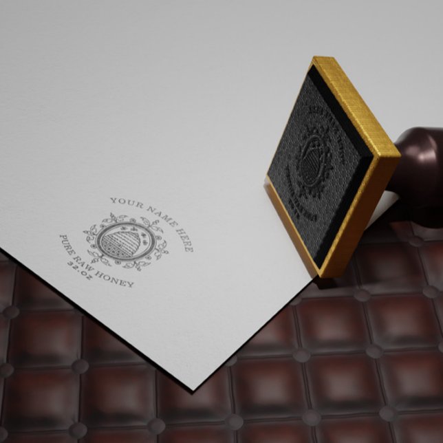 Vintages Honey Jar Label Personalisierte Briefmark Gummistempel (Von Creator hochgeladen)