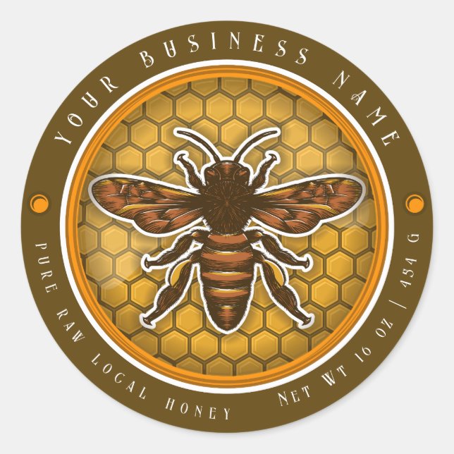 Vintages Honiglabel Runder Aufkleber (Vorderseite)