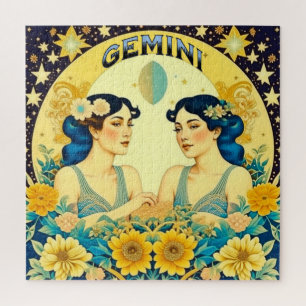 Vintages Horoskop-Zeichen Gemini Twins Celestial