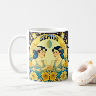 Vintages Horoskop-Zeichen Gemini Twins Celestial Kaffeetasse