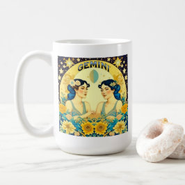 Vintages Horoskop-Zeichen Gemini Twins Celestial Kaffeetasse