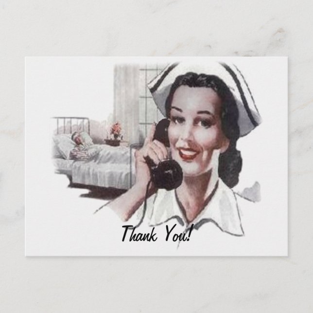 Vintages Hospital Ward Nury telefonisch Postkarte (Vorderseite)