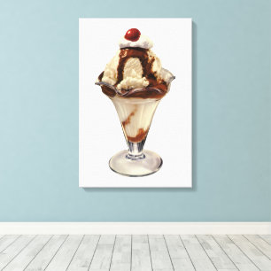 Vintages Hot Fudge Ice Leinwanddruck
