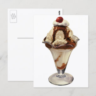 Vintages Hot Fudge Ice Postkarte