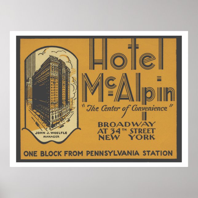 Vintages Hotel McAlpin Reiseplakat Poster (Vorne)