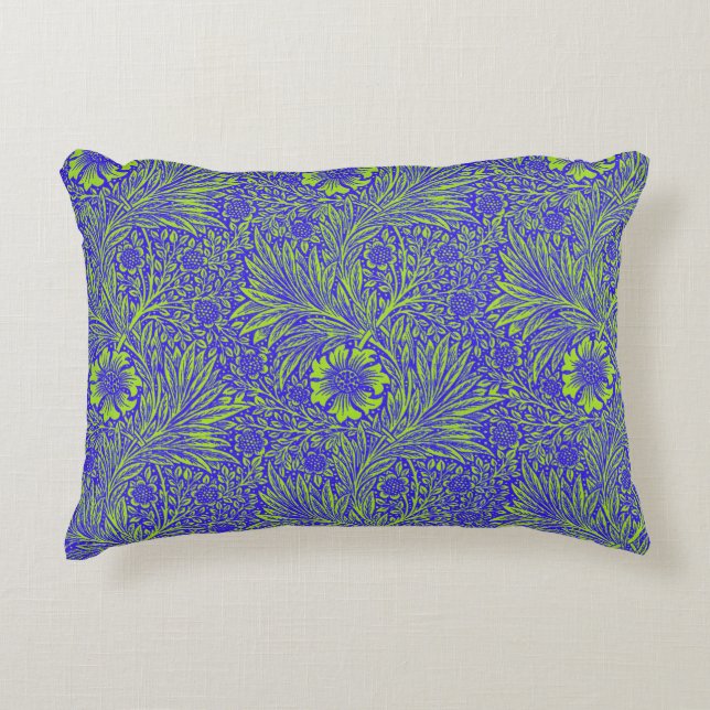 Vintages hübsches blaues Linden-Blumenmuster Dekokissen (Vorderseite)
