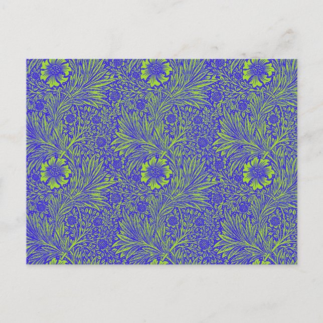 Vintages hübsches blaues Linden-Blumenmuster Postkarte (Vorderseite)