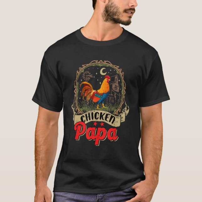 Vintages Hühnchen Papa Kostüme Hühnerfleisch Bauer T-Shirt (Vorderseite)