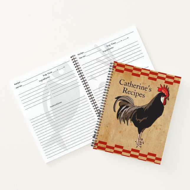 Vintages Hühnchen Rezept Binder Notizbuch (Innenseite)