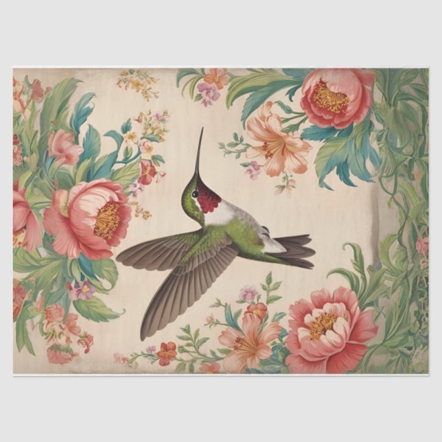 Vintages Hummingbird Decoupage Tissue Paper Seidenpapier (Vorderseite)