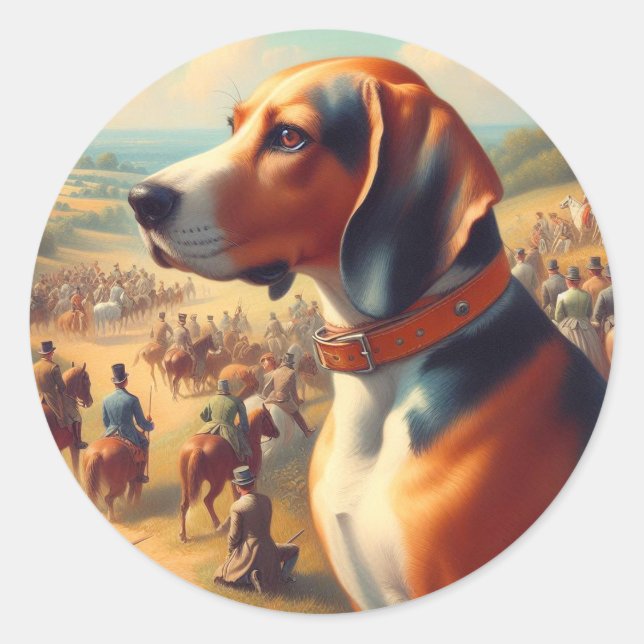 Vintages Hundbild Runder Aufkleber (Vorderseite)