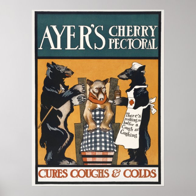 Vintages Husten Sirup Werbeplakat Poster (Vorne)