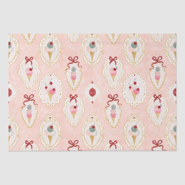 Vintages Ice Cream Delight Pattern Seidenpapier (Vorderseite)