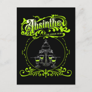 Vintages Illustriertes Absinthe-Set Postkarte