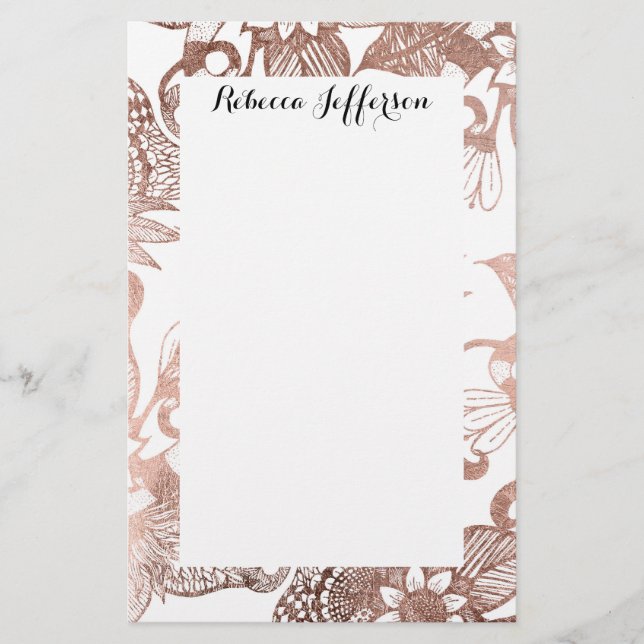 Vintages Imitat-Rosen-Goldrustikale Briefpapier (Vorderseite)
