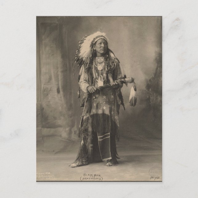 Vintages Indian: Schwarzer Mann, Arapahoes - Postkarte (Vorderseite)