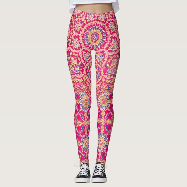 Vintages Indianerstickermuster Leggings (Vorderseite)