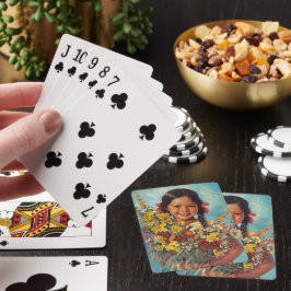 Vintages indigenes australisches Mädchen mit Blume Spielkarten