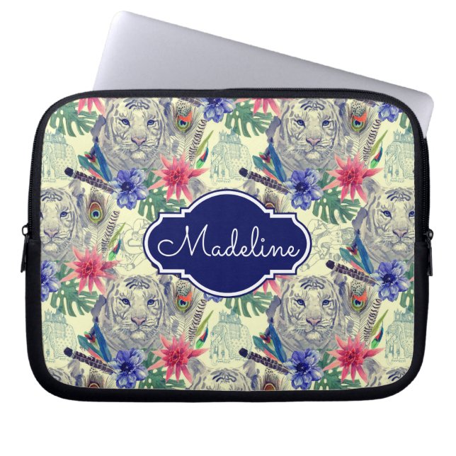 Vintages indisches Art-Tiger-Muster | addieren Laptopschutzhülle (Vorderseite)