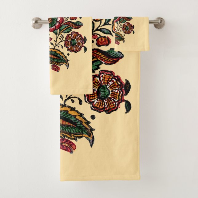 Vintages indisches Cotton Chintz Fabric Badhandtuch Set (Insitu)