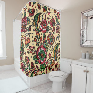 Vintages indisches Cotton Chintz Fabric Duschvorhang