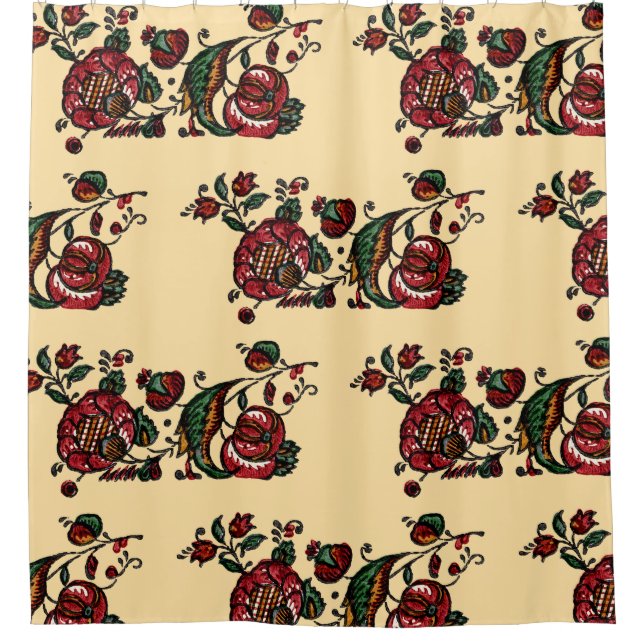 Vintages indisches Cotton Chintz Fabric Duschvorhang (Vorderseite)