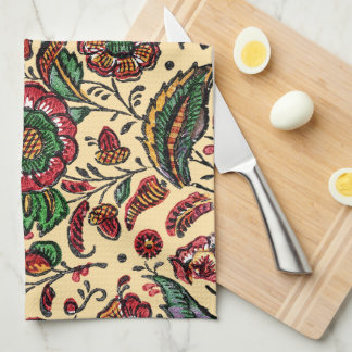 Vintages indisches Cotton Chintz Fabric Geschirrtuch