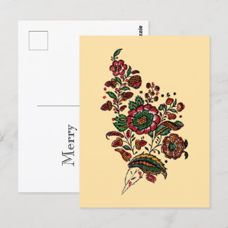 Vintages indisches Cotton Chintz Fabric Postkarte