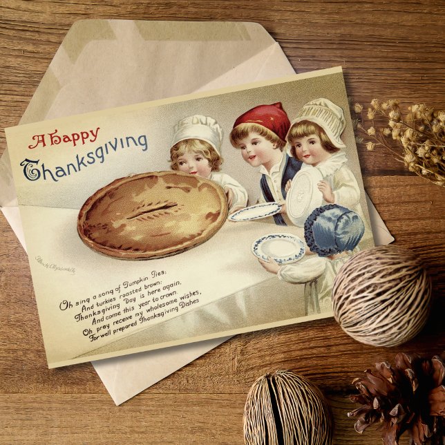 Vintages individuelles Glücksszenario Feiertagskarte (Vintage Custom Happy Thanksgiving Holiday Card. Add your name & a special message.)