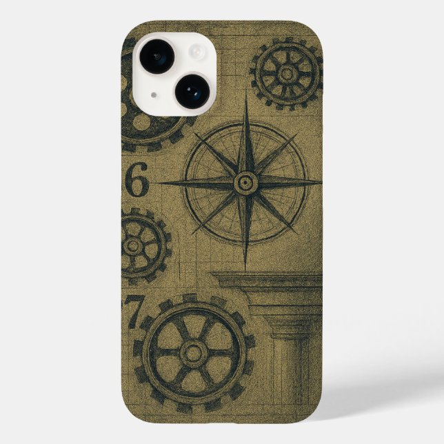 Vintages Industrial Blueprint iPhone Case (Rückseite)