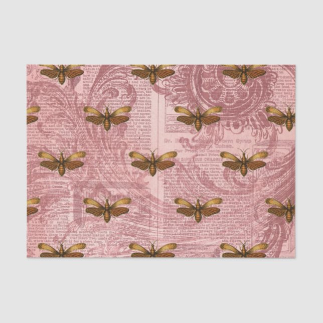 Vintages Insekt Ephemera Seidenpapier (Vorderseite)
